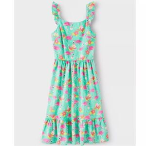 Gymboree Flamingo Ruffle Dress Tropical Dress in Women's Size Medium